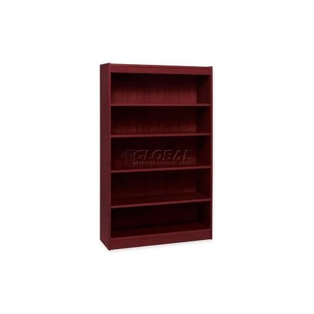 Sp Richards Lorell 5-Shelf Panel End Hardwood Veneer Bookcase, 36"W x 12"D x 60"H, Mahogany LLR60073